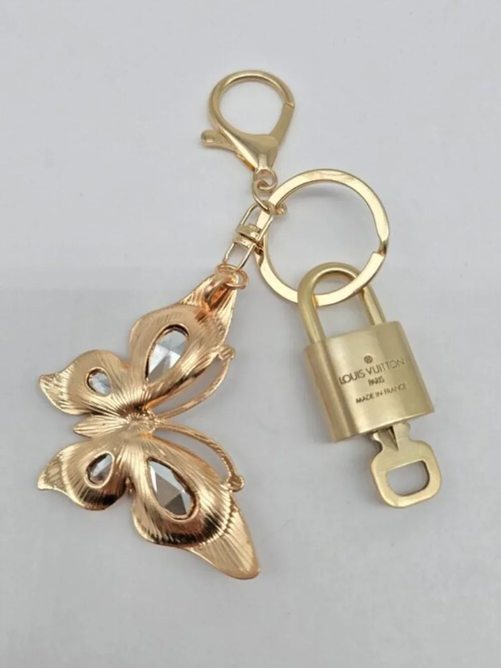 Louis Vuitton Gold Lock 🔑 Authentic LV Padlock + Unbranded Butterfly Bag Charm